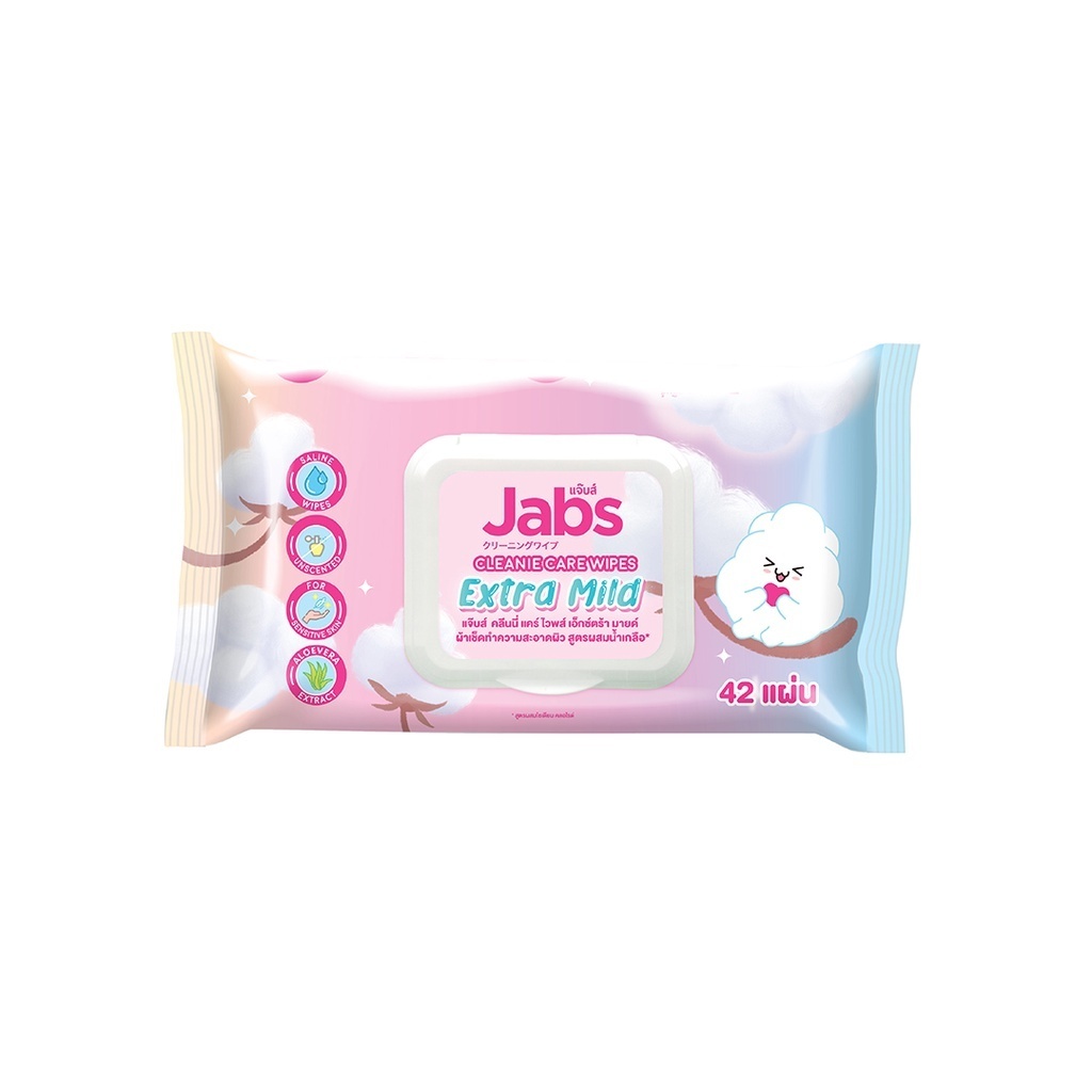 Jabs Cleanie แจ็บส์ คลีนนี่ แคร์ ทิชชู่เปียก ทำความสะอาดผิว อเนกประสงค์ 42 แผ่น - รูปที่ 4