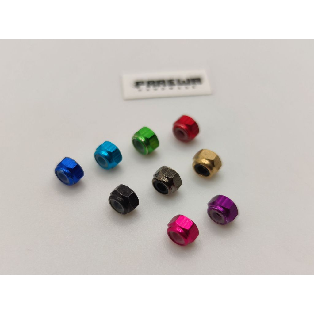 [4ชิ้น]Locknut M2 อัลลอยด์ กันคลายในตัว น้ำหนักเบามาก - Mini4WD M2 Aluminum Locknut
