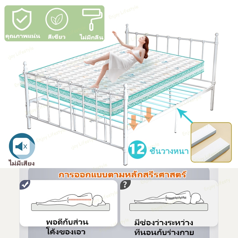 [ผลิตภัณฑ์ใหม่] เตียงเหล็ก 4/5/6ฟุต รุ่นมุมขวา แท่นโลหะไม่มีโครงเตียงหัวเตียงฟอร์นิเจอร์ห้องนอน สามารถใช้ได้อย่างน้อย 20 - รูปที่ 5