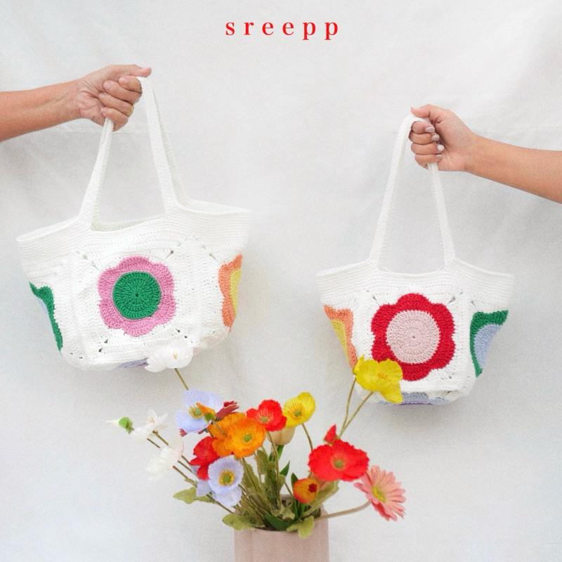 sreepp - daisy bag กระเป๋าถักลายดอกไม้