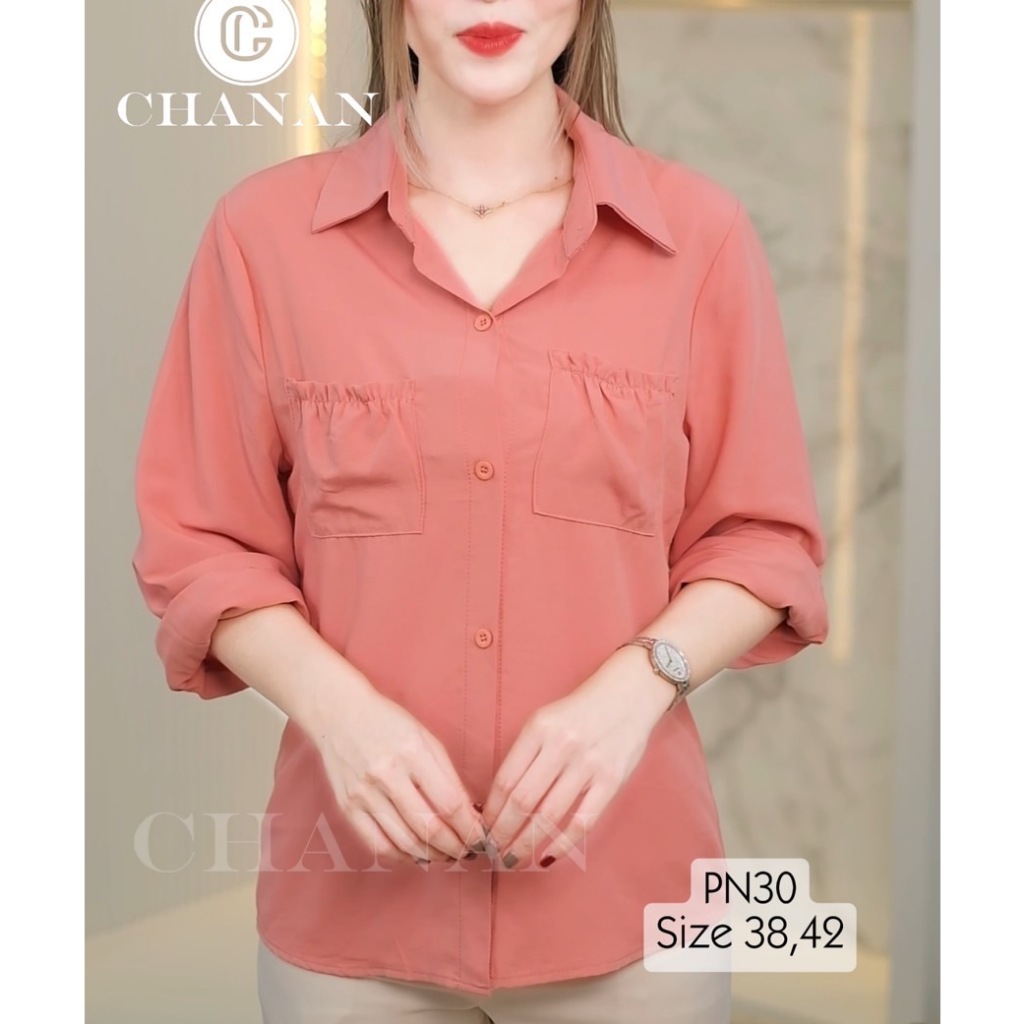 🔥ขายดี Chanan☘️ เสื้อคอตตอน ผ้านิ่มแขนยาวคอปก ใส่สบายๆ ใส่ทำงาน ได้ทุกโอกาส มี4สี รุ่นPN30