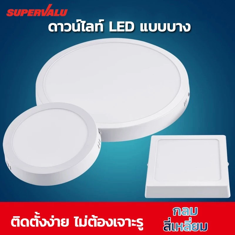 โคมพาแนล (ติดลอย) โคมไฟดาวน์ไลท์ 12W 18W 24W Downlight กลม/เหลี่ยม Panel LED สำนักงาน ห้าง บ้านพักอาศัย โรงแรม