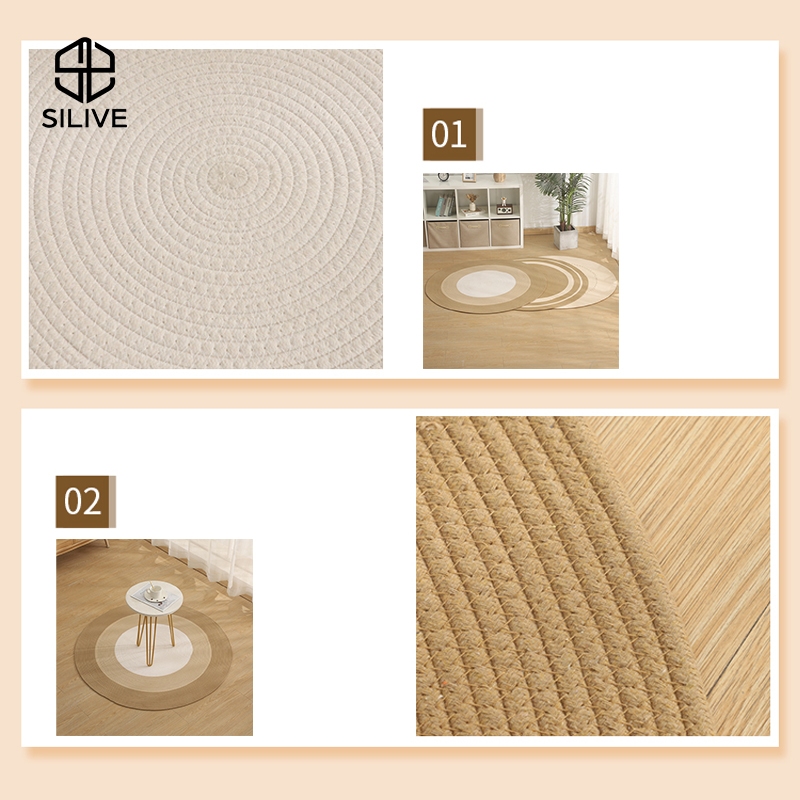 Silive Shop พรมฝ้าย carpet ขนาด80/120/150 พรมปูพื้น ทรงกลม  พรมปูพื้นห้อง #GD-BC - รูปที่ 5
