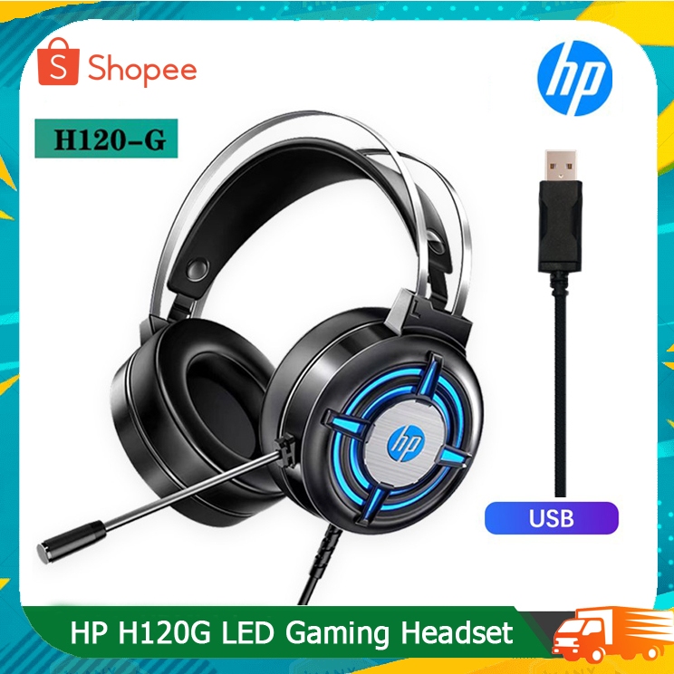 หูฟัง HP H120G USB Wired Gaming Headset Heavy Bass Cool Lights PC Headphone