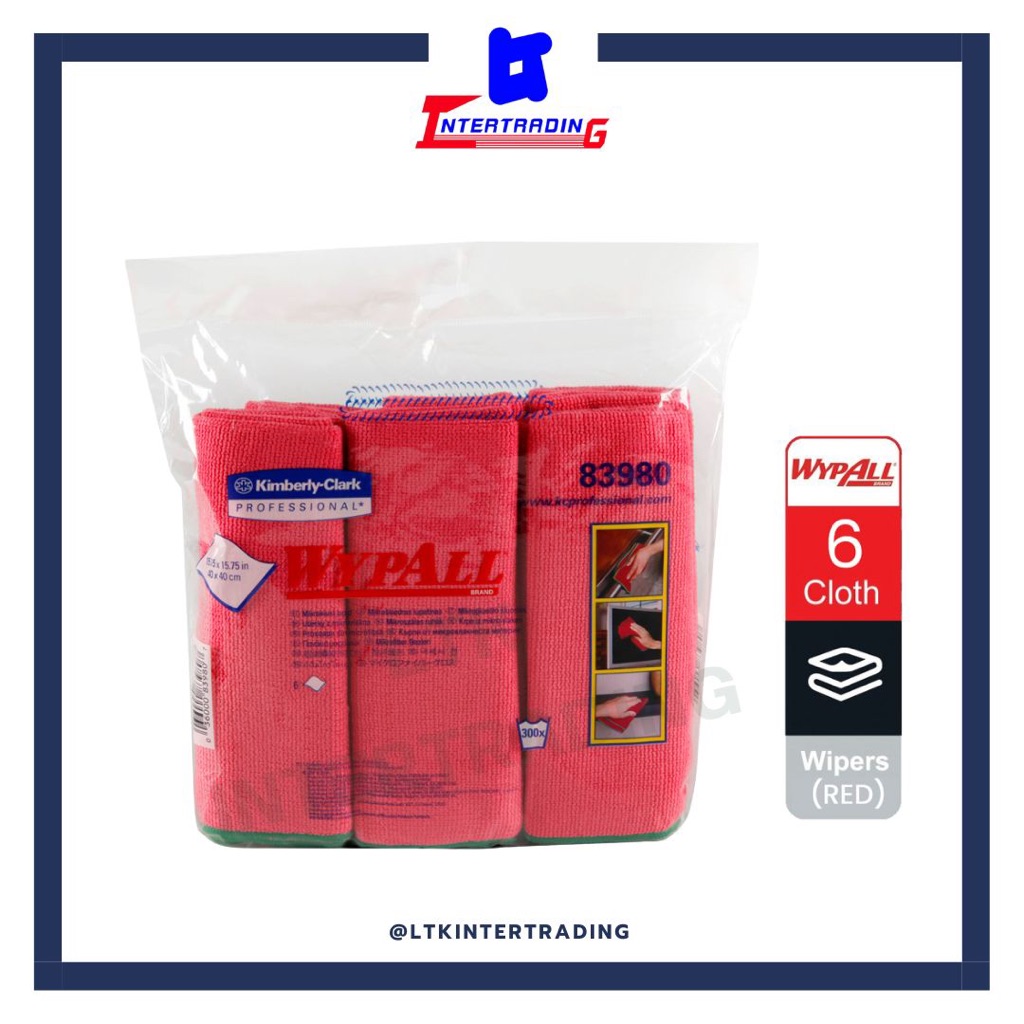 WYPALL ผ้าไมโครไฟเบอร์ (สีแดง) ขนาด40x40ซม (บรรจุ1แพ็คx6 ชิ้น) Code:83980
