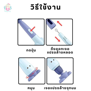 แปรงล้างขวดนมซิลิโคน 3in1 ขนแปรงซิลิโคน พร้อมที่ล้างจุกนม ล้างง่าย สะอาด ทนทาน