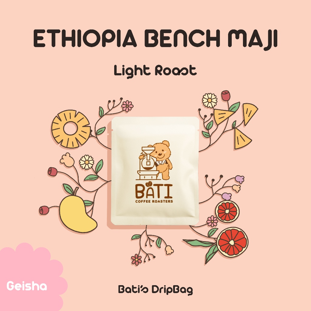[New] กาแฟ drip bag คั่วอ่อน Bati Coffee Roasters -  BATI'S ETHIOPIA BENCH MAJI GEISHA NATURAL G1【Ge