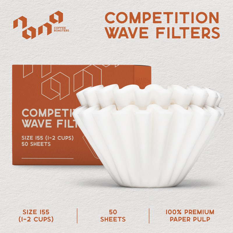 กระดาษกรองแบบเวฟ 155 กระดาษกรองกาแฟดริป Competition Wave Filters (50ชิ้น/แพค) by Wasin Kusakabe l Nana Coffee Roasters