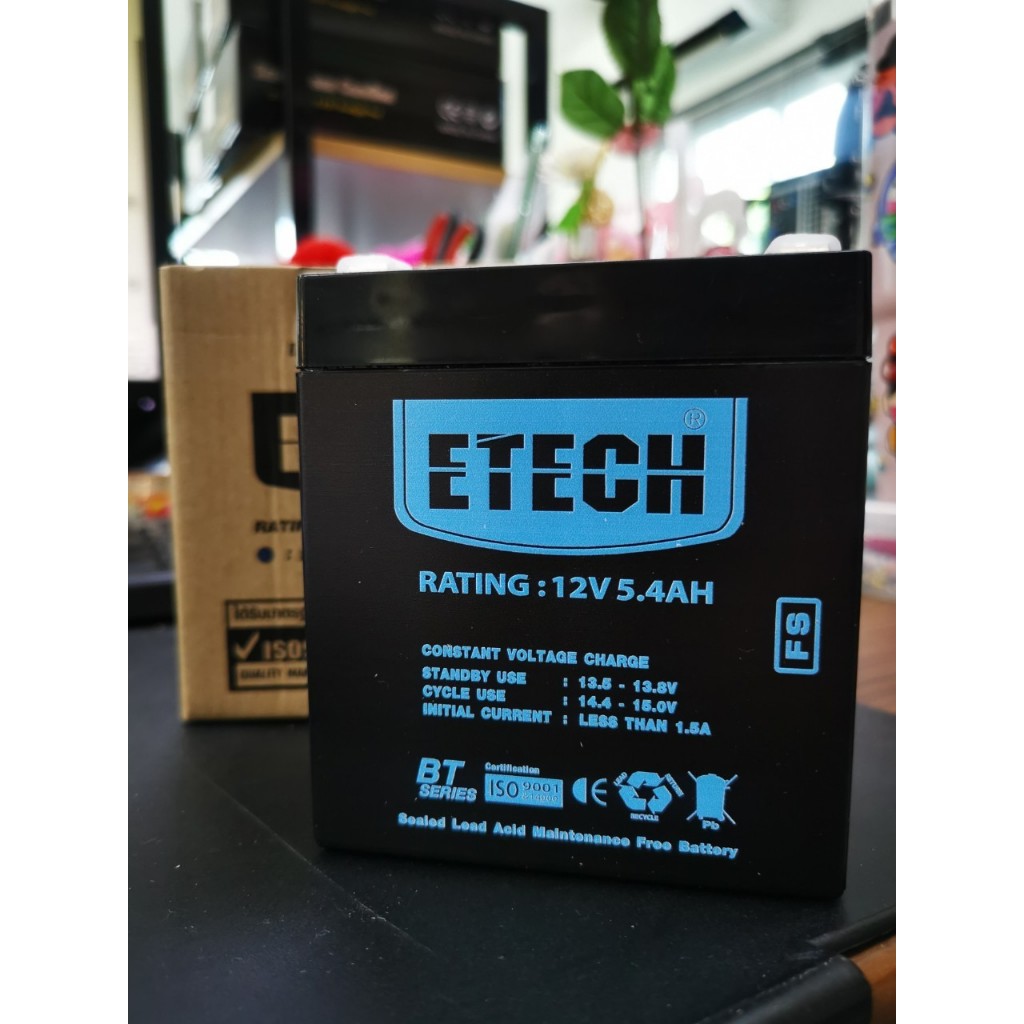 พร้อมส่ง-Battery UPS 5.4Ah 12V แบตเครื่องสำรองไฟ ETECH -12V. SIZE 12V. 5.4 Ah / 7 x 9 x10 cm