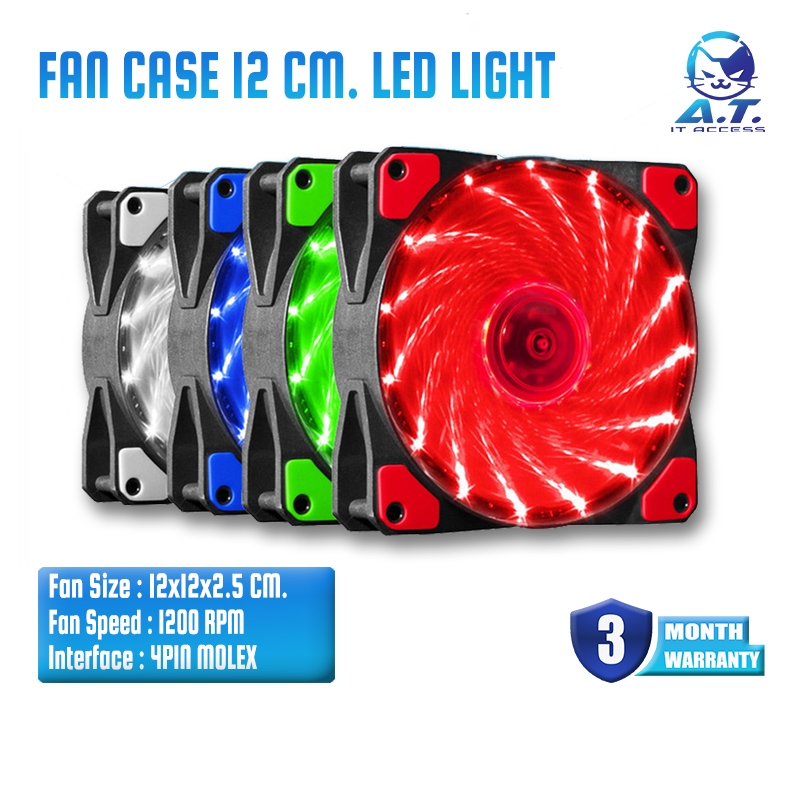 🌀 พัดลมเคส 🌀 ไฟสีแดง ไฟสีขาว ไฟสีน้ำเงิน 🔴 FAN CASE 12cm Godreal Red White Blue 🔴