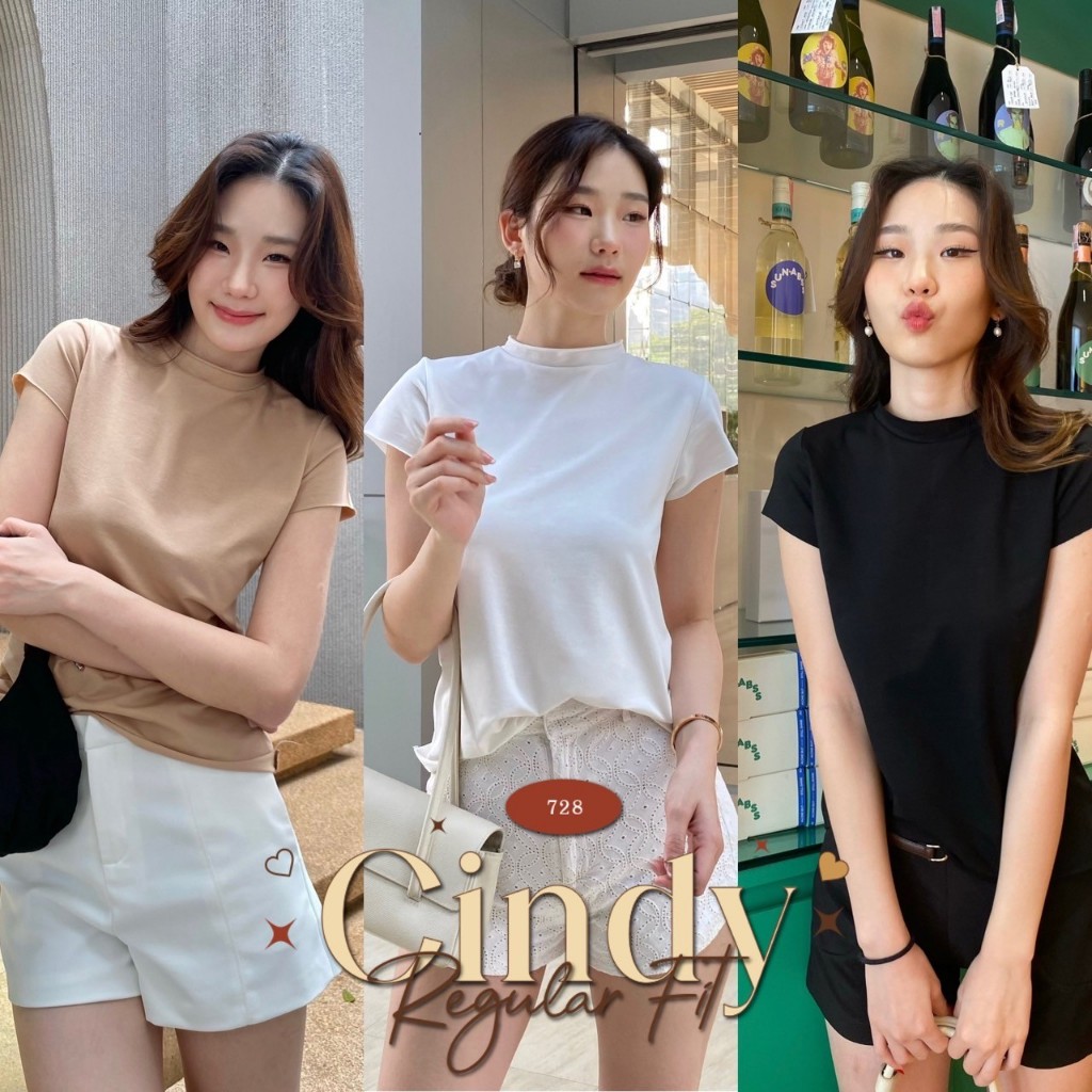 🥞"Cindy regular fit " - เสื้อคอปีน มีซิปหลัง ผ้าCotton ทรงสวยเเมตช์ง่าย RTW.K Crew Neck