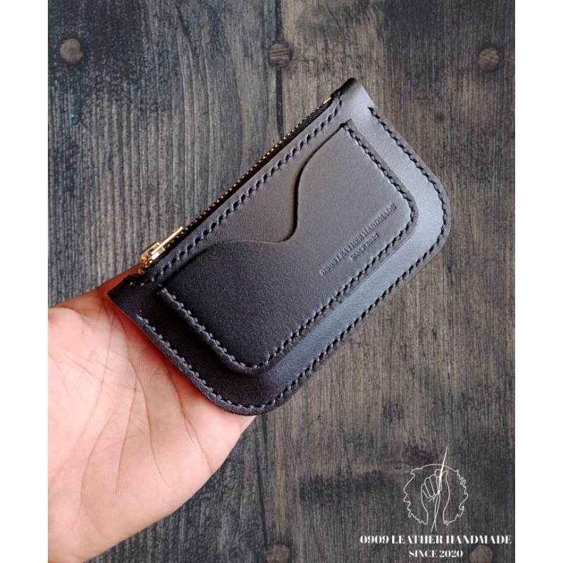 กระเป๋าใส่บัตร มีซิป หนังแท้
