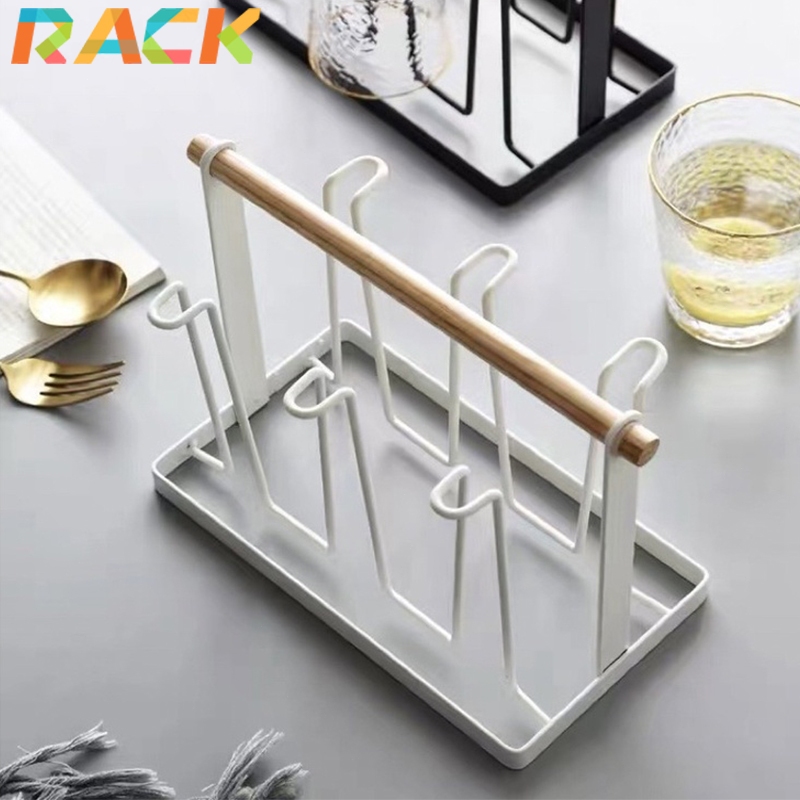 Rack ที่คว่ําแก้ว คว่ำแก้ว 2 ด้าน โลหะ 6 ใบ ชั้นคว่ำแก้ว มีรูตะแกรงรองน้ำ ระบายน้ำ(ถาดเหลี่ยม+ตะแกรง)  ถอดแยกชิ้นได้