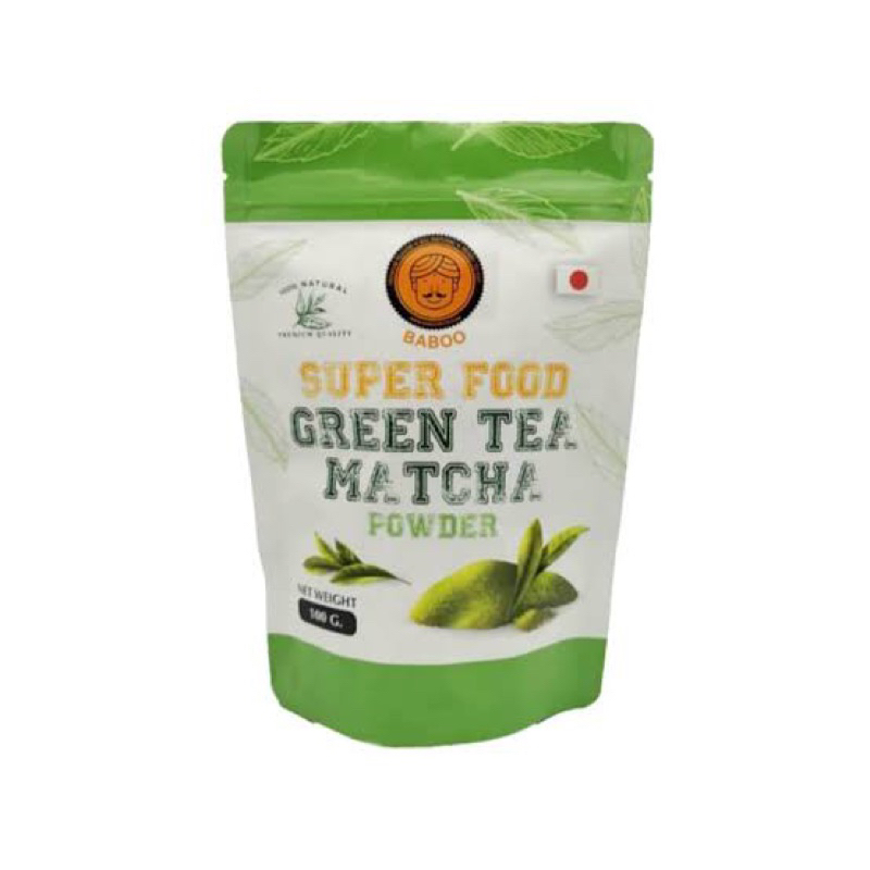 Baboo green tea matcha powder 100g.บาบู ผงมัทฉะชาเขียว แพ็คเกจใหม่แบบซองนะคะ
