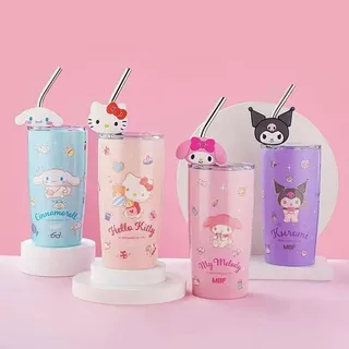 พร้อมส่ง💨แก้วเก็บอุณหภูมิ(600ML) แก้วกาแฟ หลอดสแตนเลส+ตัวการ์ตูนให้ในเซ็ท เก็บอุณหภูมิได้นาน
