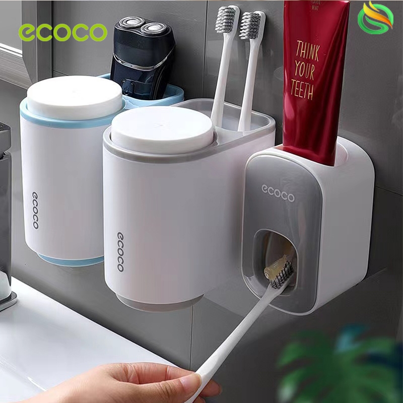 [พร้อมส่ง]ECOCO ที่แขวนแปรงสีฟัน แบบติดผนัง ที่บีบยาสีฟัน ชั้นวางของในห้องน้ำ พร้อมสติ๊กเกอร์ E1905 E1922