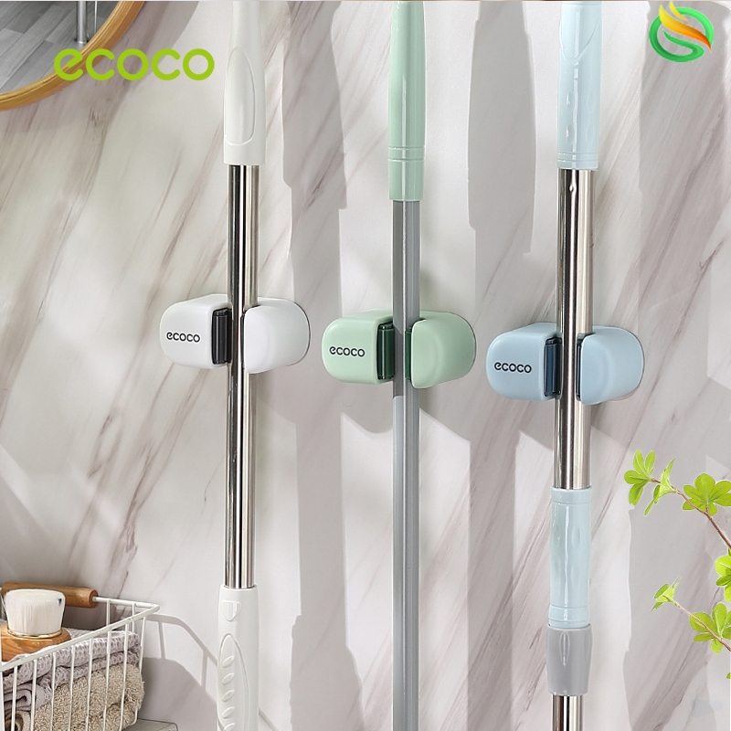 [พร้อมส่ง]Ecoco ที่แขวนไม้กวาด ติดผนัง รุ่นไม่ต้องเจาะ ที่แขวนไม้ถูพื้น ที่หนีบไม้กวาด  พร้อมสติ๊กเกอร์ E2201