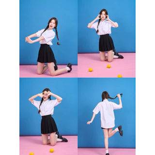 เสื้อนักศึกษาทรงบอย เสื้อนักศึกษาคอจีน ผ้าอ๊อกฟอร์ด-ผ้าคอมทวิว