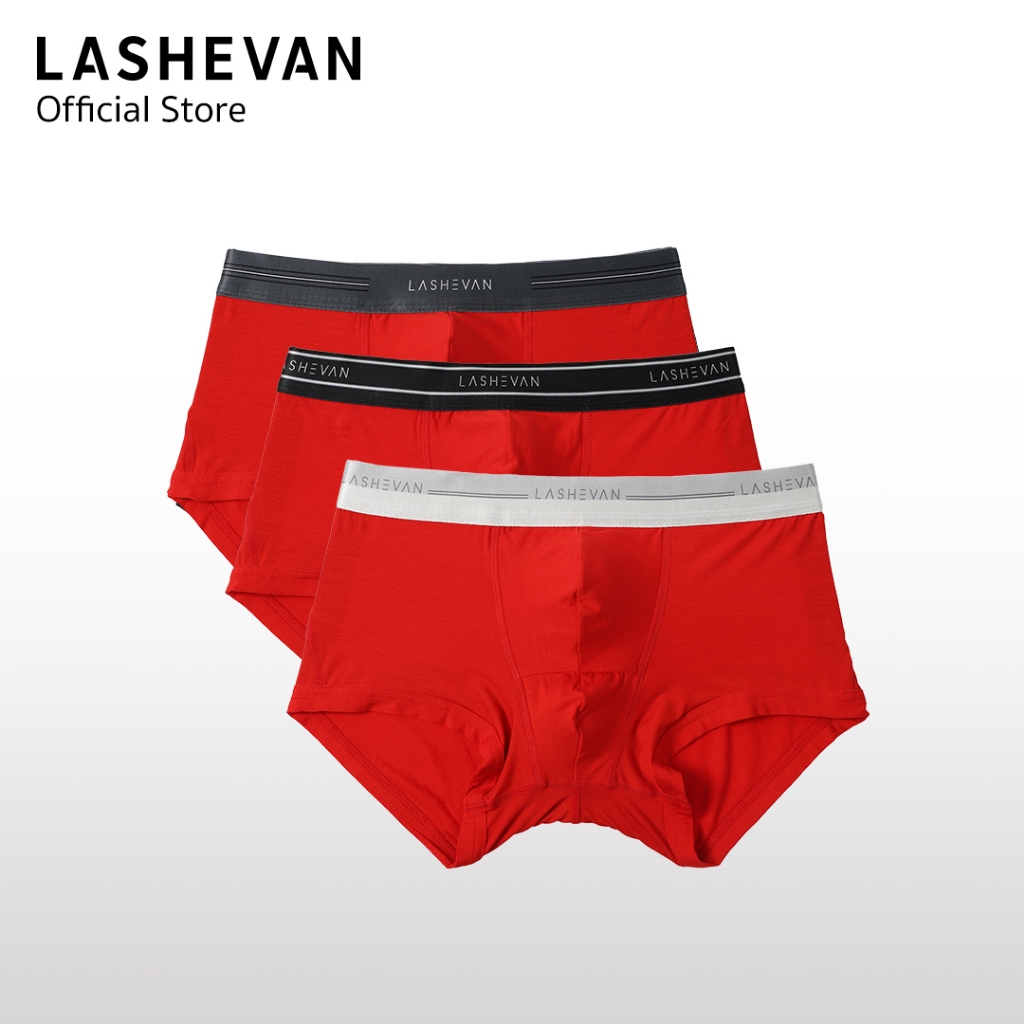 LASHEVAN กางเกงชั้นในชาย รุ่น Daily Codeline - สี Code Red - แพ็ค 3 ชิ้น
