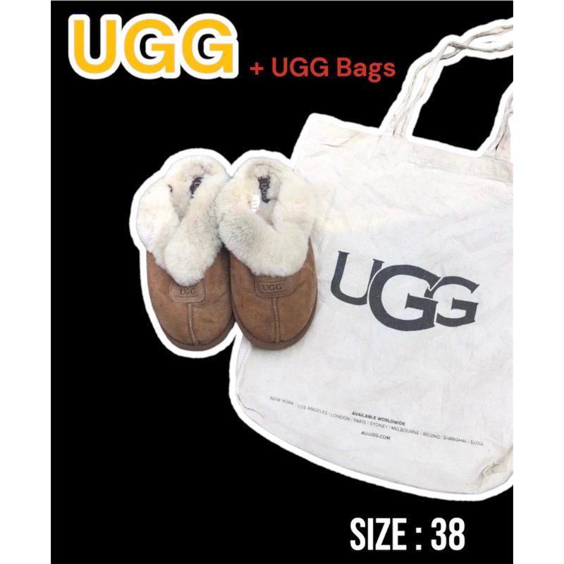 รองเท้าUGG Slippers + ถุงผ้า UGG  (มือสอง) งานแฟชั่นญี่ปุ่นสุดฮิต!   Size : 38