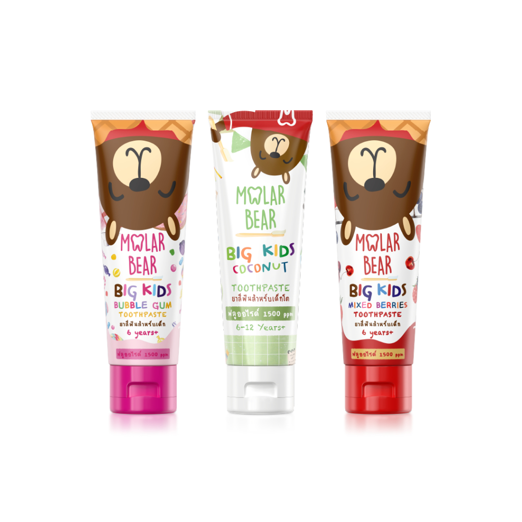 6 ขวบ+ Molar Bear ยาสีฟันเด็ก รุ่น Big Kids ฟลูออไรด์ 1500 ppm