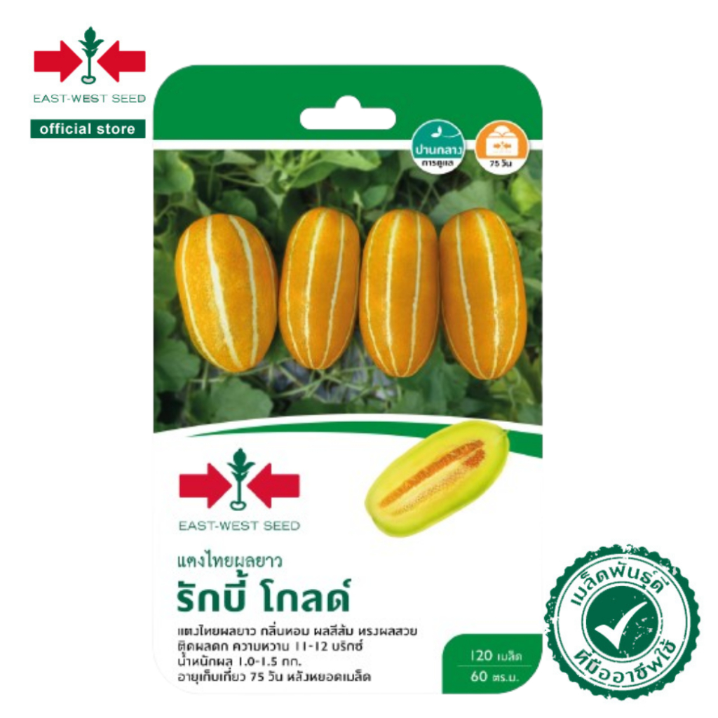 ศรแดง เมล็ดพันธุ์แตงไทยผลยาว รักบี้ โกลด์ (East-West Seed) เมล็ดพันธุ์ ผักสวนครัว ตราศรแดง