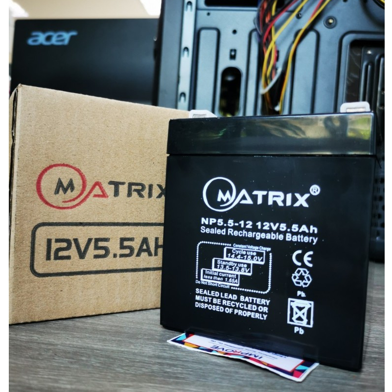 พร้อมส่ง-Battery UPS 5.5Ah 12V แบตเครื่องสำรองไฟ Matrix -12V. / SIZE 12V. 5.5 Ah / 7 x 9 x10 cm
