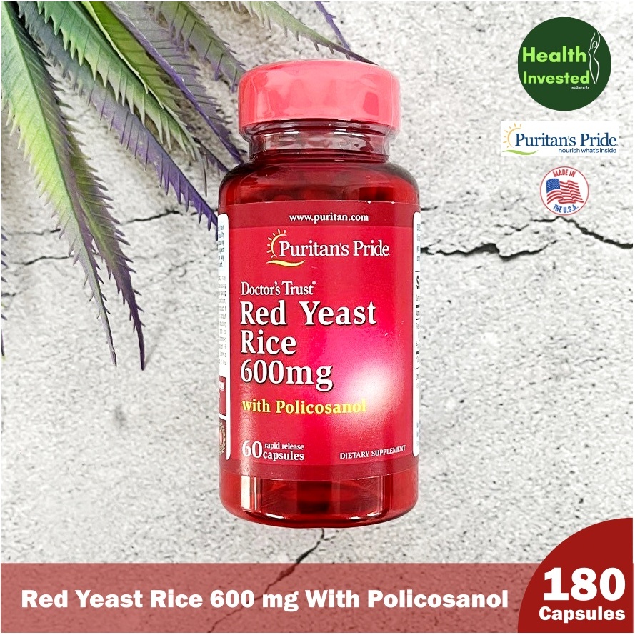  Red Yeast Rice 600 mg With Policosanol 60 Capsules ข้าวยีสต์แดง