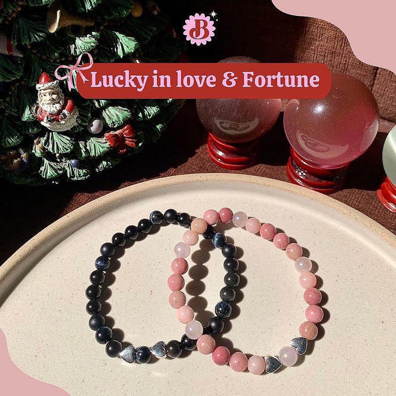 กำไลคู่ Lucky in love & Fortune หินโชคลาภ ความสุข สุขภาพ & หินความรัก เสริมเสน่ห์