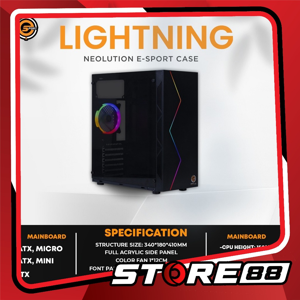 Neolution E-Sport Gaming Case LIGHTNING V.2 เคสคอมพิวเตอร์มีไฟ RGB