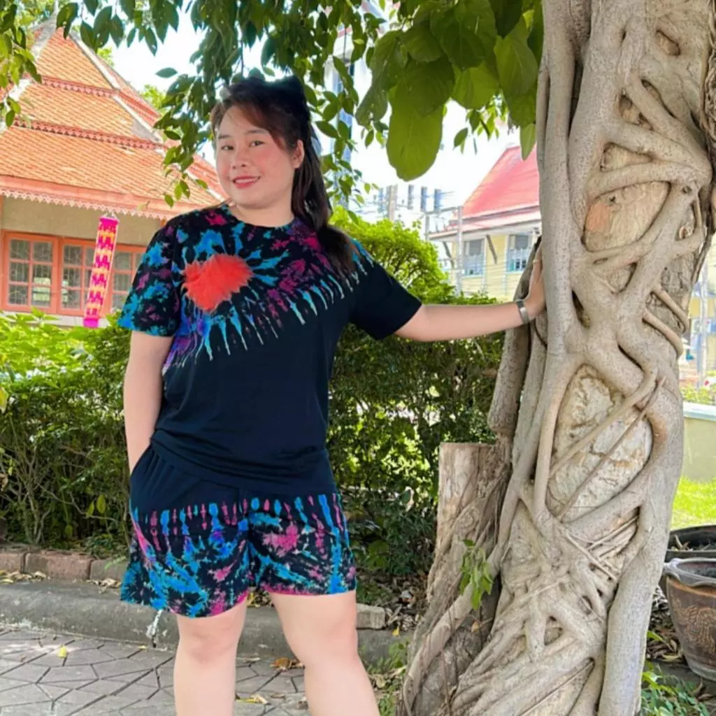 ชุดเซทผ้ายืดขาสั้น ลายมัดย้อม thumbnail 6