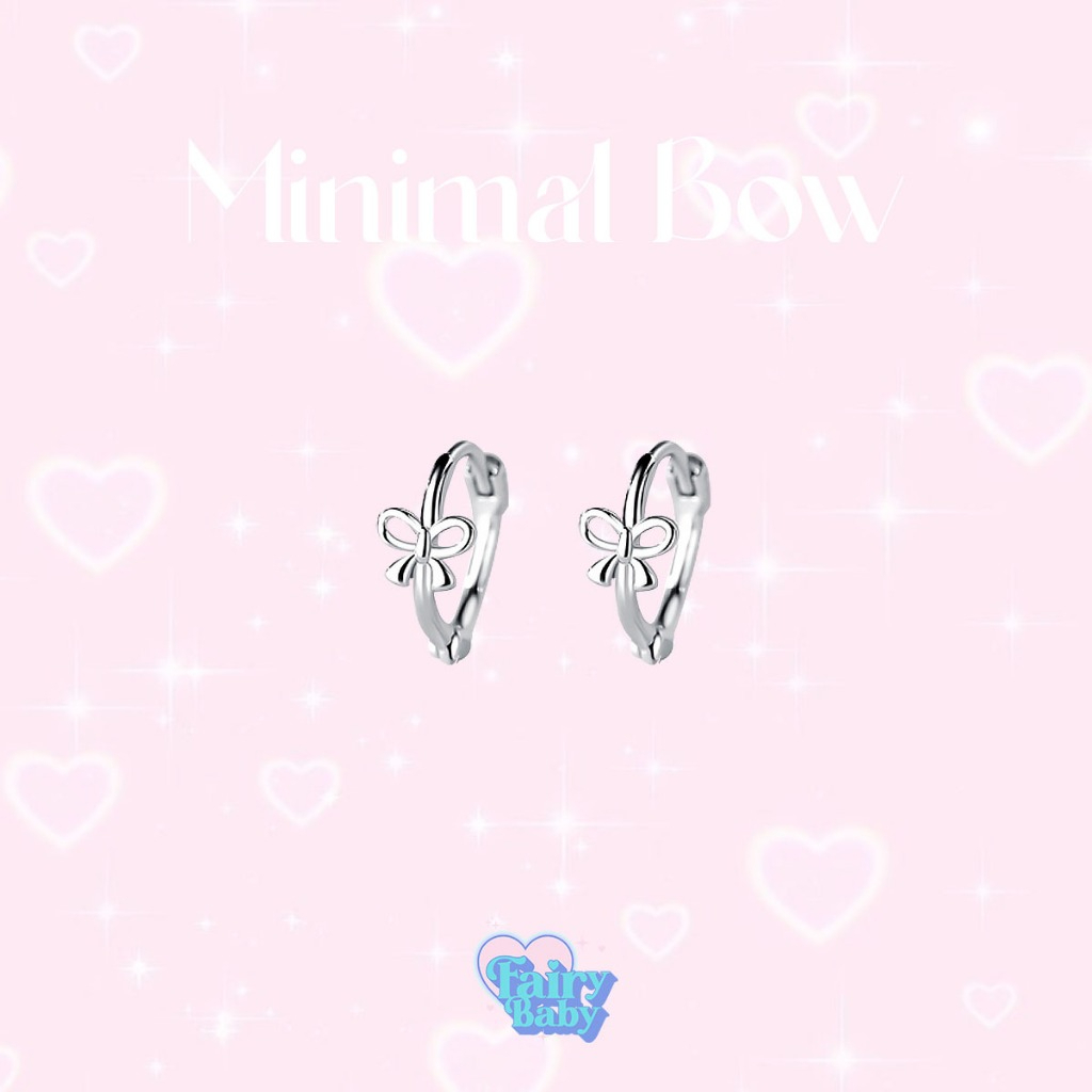 Fairybaby ต่างหู ห่วง Minimal Bow โบว์ แบบห่วง สีเงิน น่ารัก ใส่ไปเรียน เครื่องประดับ แฟชั่น จิวน่ารัก (E2-078)