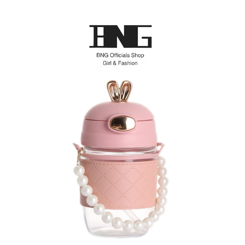 ส่งฟรีจากไทย BNG แก้วหูหิ้ว พกพา น่ารัก มีฝาปิด กันความร้อน วัสดุแก้ว (C2369)