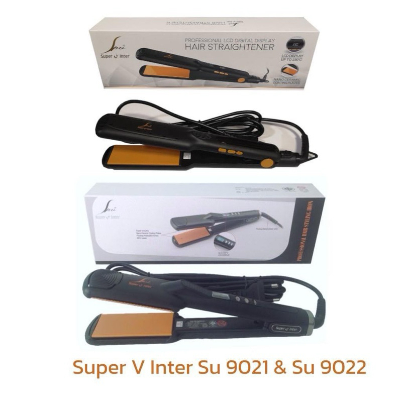 เครื่องหนีบผมหน้าทองแผ่นเซรามิก Super V inter SU 9021, SU 9022