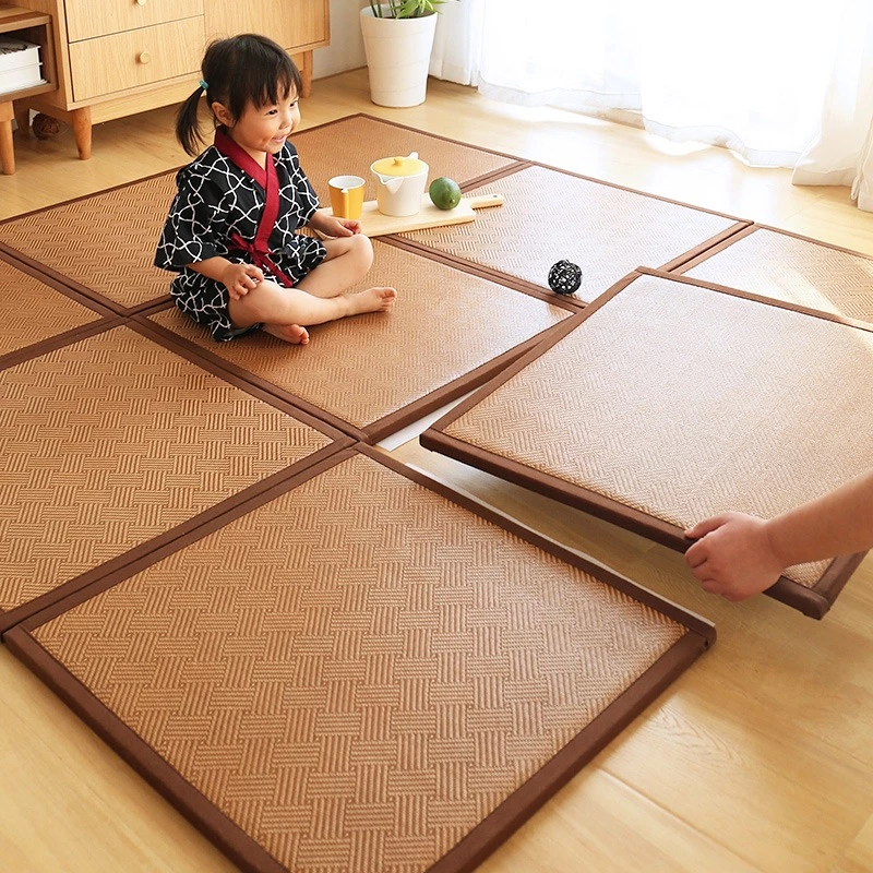 Japan Style เสื่อทาทามิหนาพิเศษ รุ่นที่คนญี่ปุ่นนิยมใช้มากที่สุด เสื่อไม้ไผ่tatami minimal พรมtatami ขนาด60*60cmหนา2.2cm