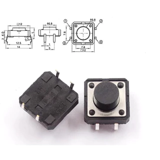 สวิตช์ปุ่มกด DIP Push Button Switch ไมโครสวิตช์ กดติด-ปล่อยดับ 4 ขา 12x12xHmm มีสินค้า พร้อมส่ง