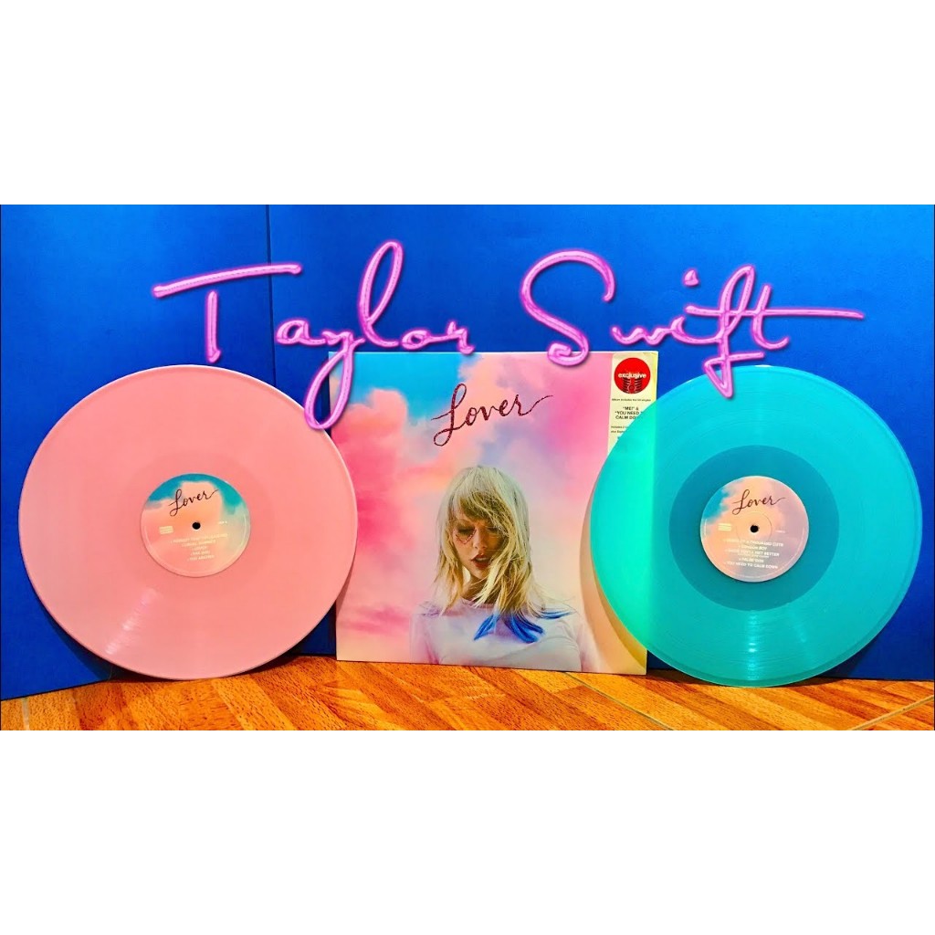 🎁ใช้โค้ด20%เหลือ 1,800฿💖💙พร้อมส่ง แผ่นเสียง Taylor Swift - Lover, Pink & Blue Translucent, 2LP (Tayl