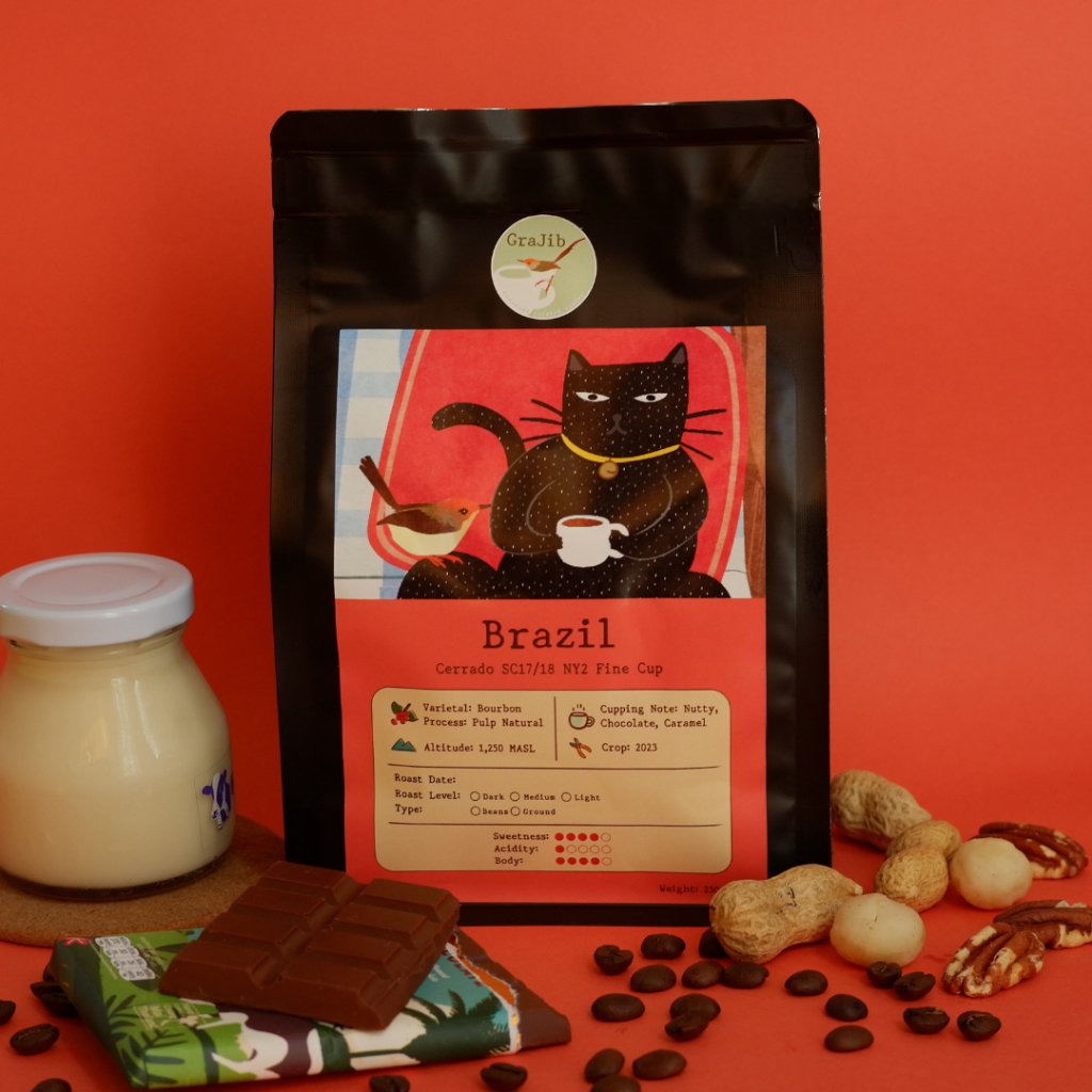 เมล็ดกาแฟคั่ว บราซิล Brazil Cerrado SC17/18 NY2 Fine cup | คั่วกลาง คั่วเข้ม | Grajib Roaster กระจิบ
