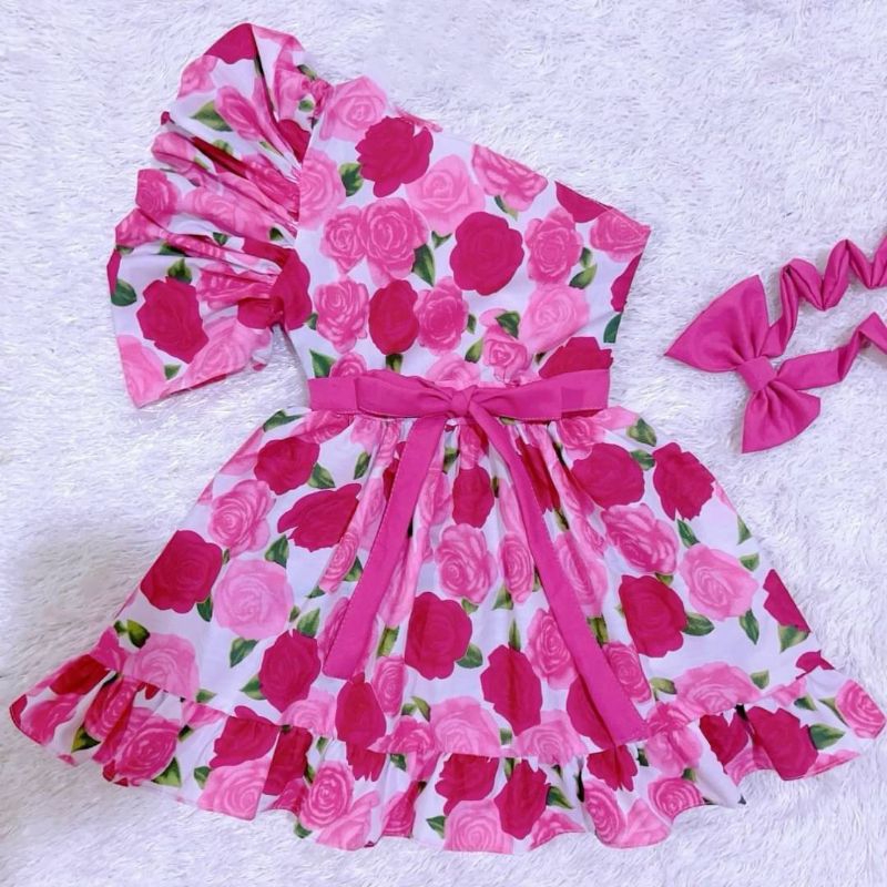 ชุดทองกวาว ดอกไม้ เซ็ท 4 ชิ้น ชมพู แดง ม่วงแบะแบบเดรส3ชั้น - รูปที่ 2