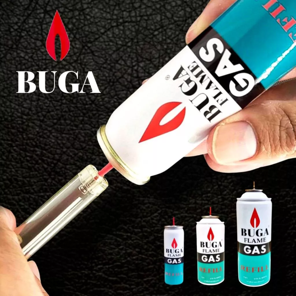 แก๊สกระป๋องเติมไฟแช็ก Buga Gas Refill แก๊สเติมไฟแช็ก แก๊สไฟแช็ก 3 ขนาด 50g / 130g / 300g