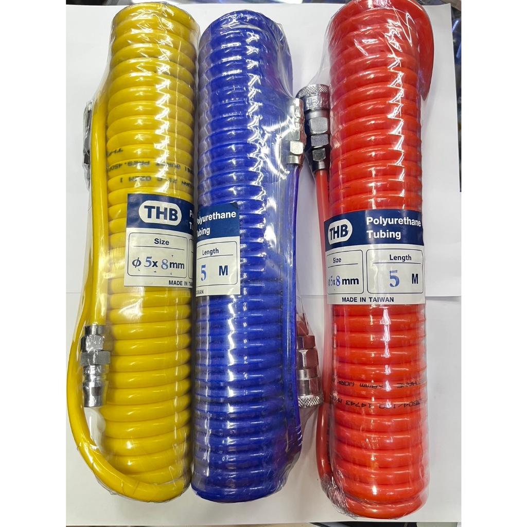 สายลมขดสปริงพร้อมคอปเปอร์ THB (Made in Taiwan) และ THE : 5x8 mm , 6.5x10 mm ยาว 3, 5, 10 เมตร