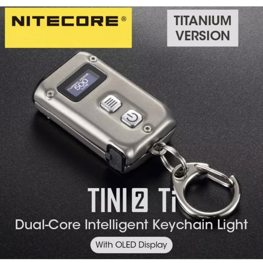 พร้อมส่ง NITECORE TINI2 SS Mini Keychain ไฟฉาย 500LM EDC ไฟฉายแบบชาร์จไฟได้ Li-Ion แบตเตอรี่สำหรับ Self-Defense