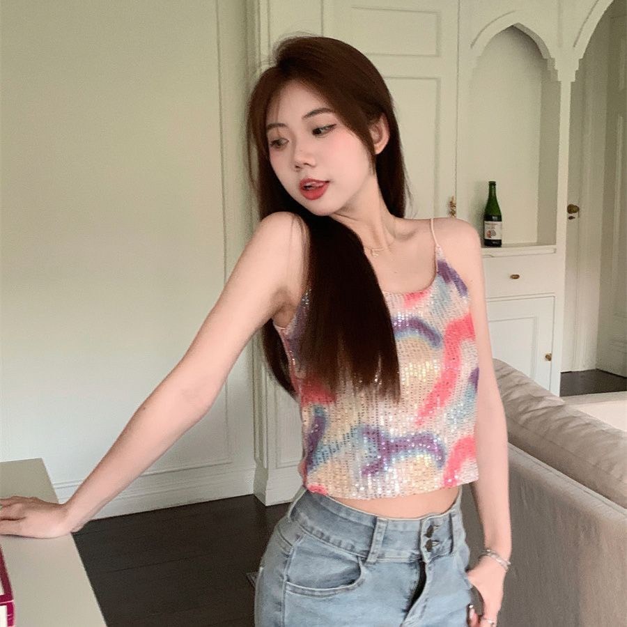 🧸💦𝑩𝒓𝒂𝑩𝒓𝒂𝑩𝒓𝒂⛱️🧸 #f-160 *โอกาสสุดท้าย* เสื้อ ครอปท็อป แขนกุด แต่งไล่โทนสี แฟชั่นสไตล์ เกาหลี - รูปที่ 6