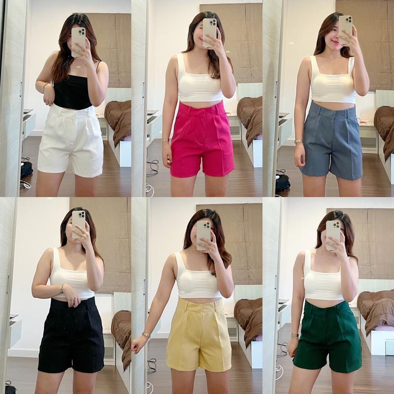 กางเกงขาสั้น รุ่นเบสิค ยาว 16 นิ้ว เก็บทรง เอวสูง เก็บพุง