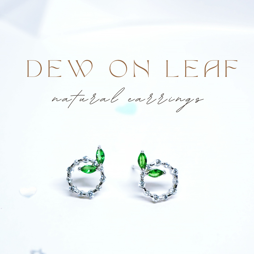 ต่างหู s925 earrings รุ่น Dew on leaf ผู้หญิง ต่างหูแฟชั่น ของขวัญ เครื่องประดับ minimal