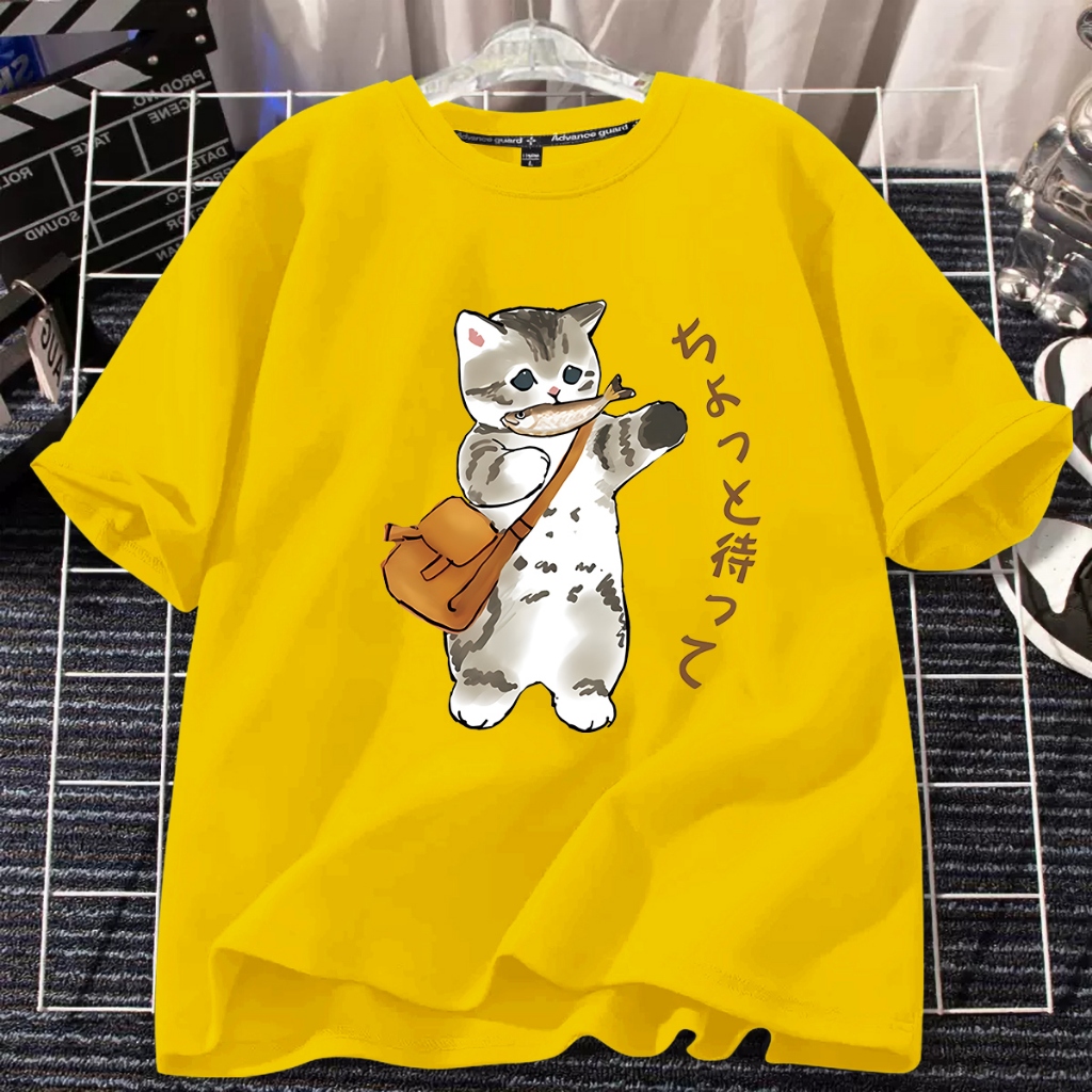 D554 จัดส่งด่วนเสื้อยืดคอกลมแขนสั้นลายสวยผ้าดีใส่ได้ทั้งชายและหญิง
