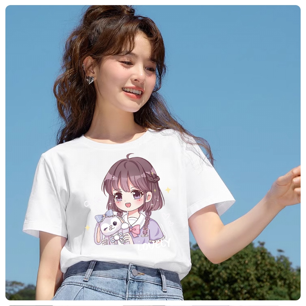 D561(พร้อมส่ง）เสื้อยืดแขนสั้ง สำหรับชายและหญิง.ลายแฟชั่งนานาชาติ ใส่เทียวออกกำลังกายได้ ราคา ถูกที่สุด ดีลบีเคเค แกลเลอรีภาพที่ 8
