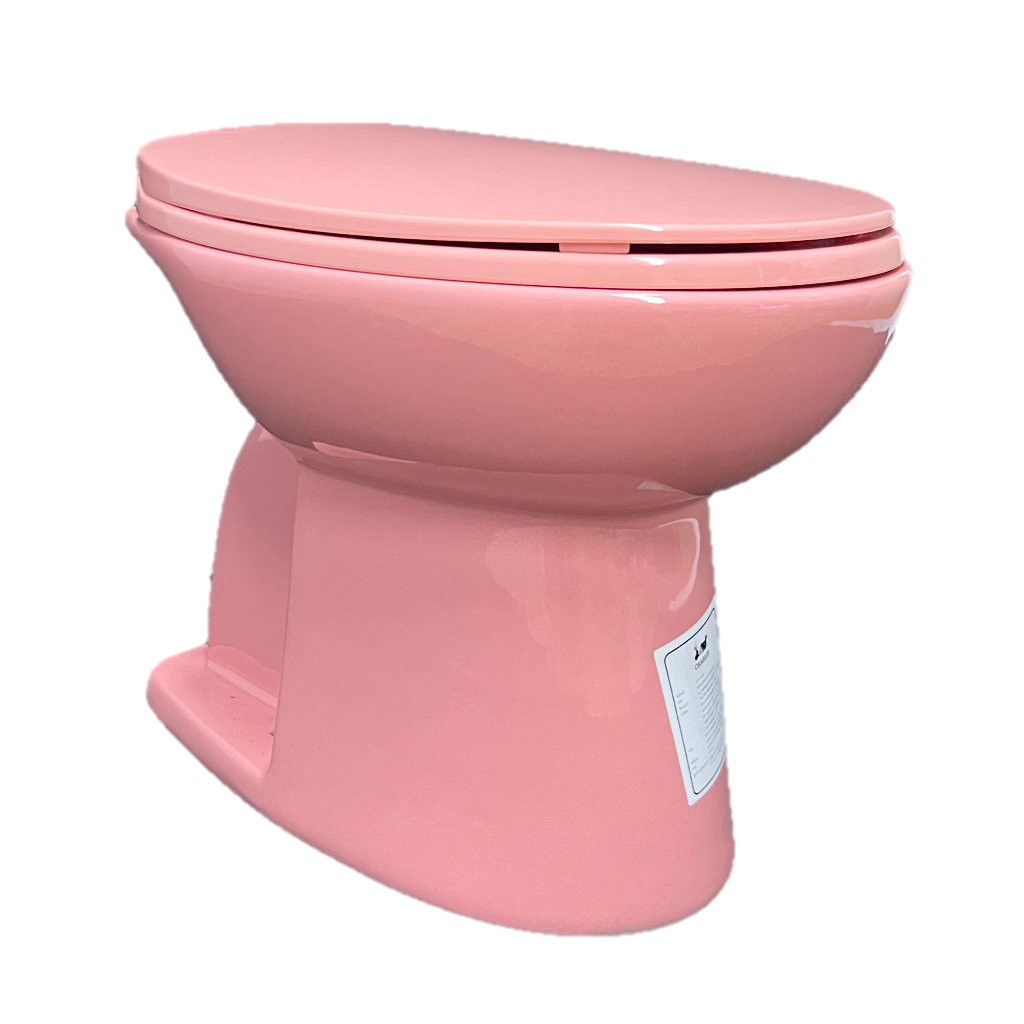 ชักโครก แบบนั่งราดน้ำ รุ่น KP03 ES PINK สีชมพู Pail Flush Toilet โถส้วมนั่งราบ แบบราดน้ำ