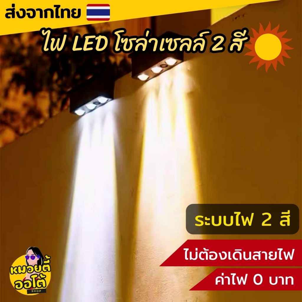 3LED โซล่าเซลล์แต่งบ้าน แต่งสวน 2 ระบบไฟ Solar Light แสงไฟสีขาว+วอร์มไวท์ (พร้อมส่งจากไทย🔥)