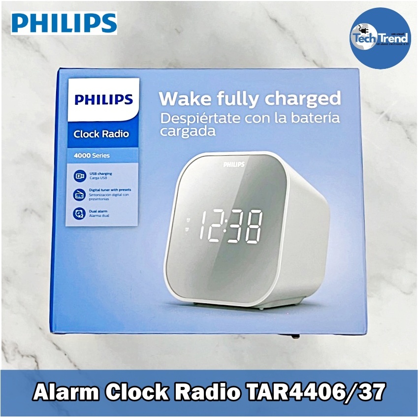 (PHILIPS) Alarm Clock Radio TAR4406/37, White นาฬิกาปลุกวิทยุ